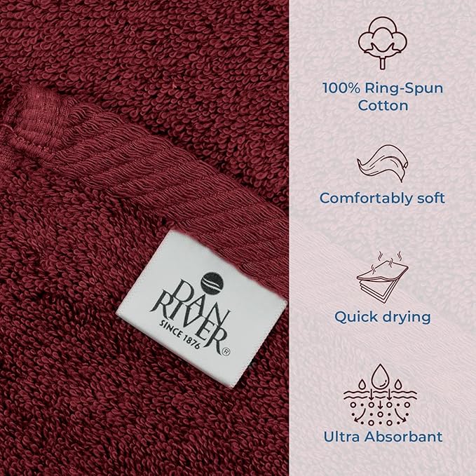DAN RIVER Pack of 1 Bath Sheet 40x80 Inches, Jumbo Bath Towels, Soft and Absorbent Extra Large Towels - Pomegranate