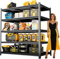 77.5"H*45"W Five-Shelf Metal Garage Shelving Unit Adjustable Storage Shelves Heavy Duty, 3000lbs Capacity, Sturdy Garage Shelf for Organize Tools, Ideal for Bedroom Kitchen Pantry Basement, Black
