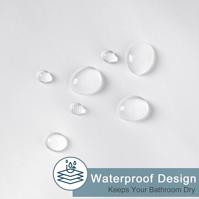 Long Shower Curtain Liner 78 Inches Height-Water-repellent Fabric Shower Curtains Set With 12 Hooks, White Bathroom Curtain Weighted Bottom Machine Washable, Soft Cloth & Hotel Luxury Spa, 72x78