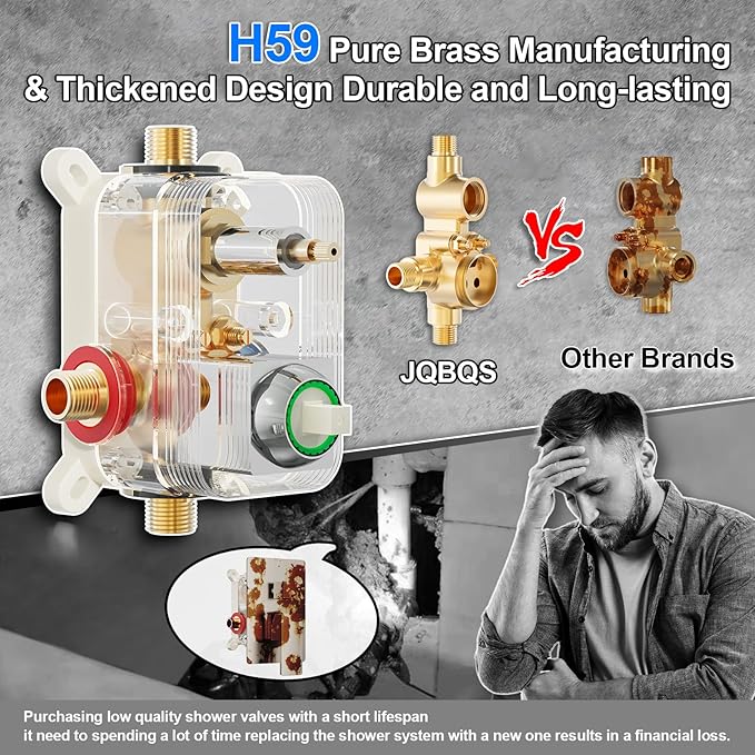 Shower System Modern Rain 8 inches Brass Faucet Set With Valve and Diverter Shower Mixer With Handheld High Pressure Square Rainfall Shower Valve (8'' Wall Mount, Chrome Polished)