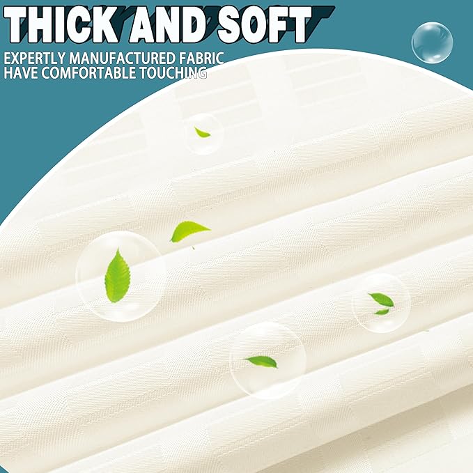 Conbo Mio Extra Wide No Hook Shower Curtain with Snap in Liner Set, 108" x 74" Hotel Luxury Beige Shower Curtains for Bathroom with See Through Top Window, Waterproof, Washable 108W x 74H