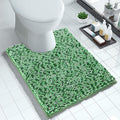 Yimobra Luxury Chenille U-Shaped Toilet Rug, Super Soft Shaggy Contour Bath Mat for Bathroom Floor, Fluffy, Water Absorbent, Non Slip, Machine Washable, Dry Quickly, 24''x 20'', Light Green & Green