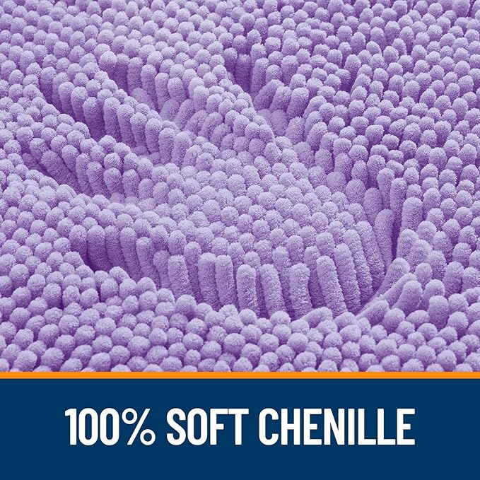 OLANLY Bathroom Rugs Sets 2 Piece, Soft Absorbent Chenille Bath Mats and U-Shaped Contour Toilet Mat Area Rug Set, Machine Washable Bath Carpet, Home Decor Accessories(36"x24"+24"x20", Lavender)