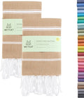WETCAT Turkish Hand Towels with Hanging Loop, Set of 2 (20" x 30") 100% Turkish Cotton, Pre-Washed, Quick Drying, for Kitchen or Bathroom - Tawny Brown