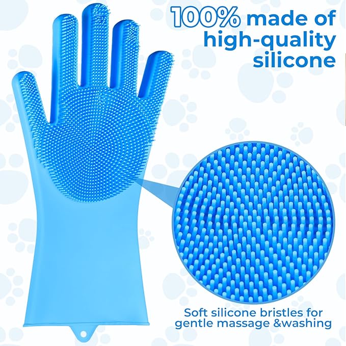 2PCS Dog Washing Gloves and Dog Bath Brush, 2-in-1 pet Shower Set | Suitable for Dogs, Cats, Bath Massage, and pet Grooming