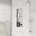 Stainless Steel Shower Niche 24" X 8", No Tile Needed Wall Niche Double Shelves, Recessed Shower Shelf for Bathroom Storage, Brushed Nickel