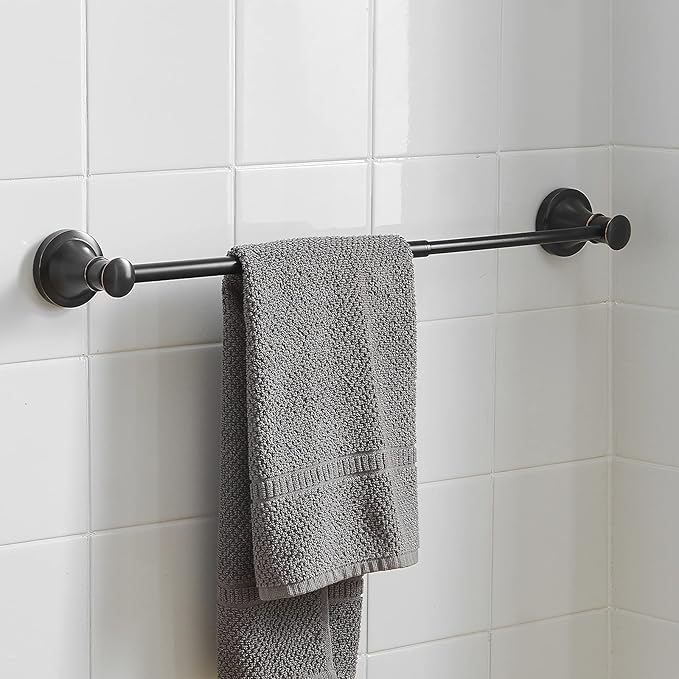 BESy Adjustable Bronze 16 to 26 Inch Bath Towel Bar Rack for Bathroom Towel Holder, Wall Mounted Towel Bar Rod Hanger Bathroom Hardware Accessories Hotel Style, Stainless Steel, Oil Rubbed Bronze