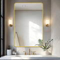 Delma Bathroom Mirror, Sleek Wall Mirror for Over Sink, Tempered Glass, Anti-Rust, Hangs Horizontally or Vertically for Bathrooms, Bedrooms & Entryways(40x28, Gold)