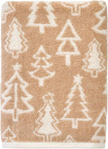 SKL Home Christmas/Winter Mod Tree 100% Cotton Premium Bath Towel, 500 GSM, Soft & Absorbent, Reversible Jacquard, Decorative, Tan