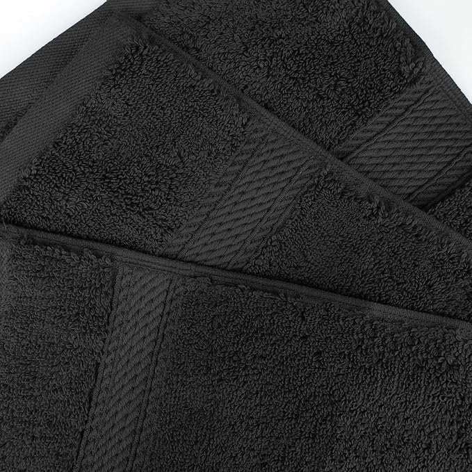 BLUENILEMILLS Madison Egyptian Cotton Towels, Towel Set for Bathroom, Shower, Hotel, Plush, 800 GSM, Highly Absorbent and Ultra-Soft Towels, Bath Essentials, 8 Piece Assorted Towel Set, Black