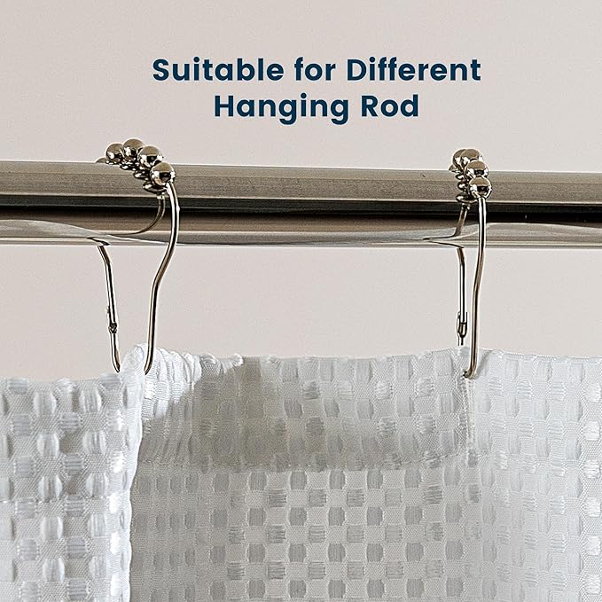 SLEEP ZONE Shower Curtain Liner, Waffle Shower Curtains for Bathroom, Heavy Duty Thick Fabric Shower Curtains - 285GSM Luxury Weighted Polyester Bath Curtain, 72" W x 72" L (White)