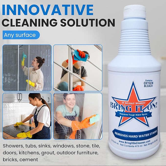 BRING IT ON! CLEANER 32 Ounce Bathroom Cleaning Set | Protect Shield Water Repellent 16 Ounce | Ultimate Hard Surface Cleaner and Polish 16 Ounce