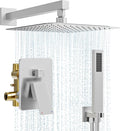 Shower System, 10'' High Pressure Brushed Nickel Shower Head with Handheld Spray Combo, Included 59'' Shower Hose, Shower Trim Kit and 2-IN-1 Diverter, Bathroom Shower Faucet Set with Valve