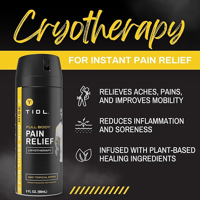 TIDL Cryotherapy Pain Relief Spray, 3 Oz (Pack of 2) Targeted Neck Pain, Joint & Muscle Pain Relief with Organic, Plant-Based Menthol, Instant Cooling for Arthritis, Back & Knee Pain