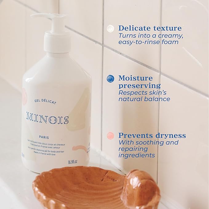 MINOIS PARIS Baby Wash and Shampoo | Gentle Baby Body and Hair Wash with Orange Blossom & Honey | Natural Toddler Shampoo for Sensitive Skin | Made in France 500ml