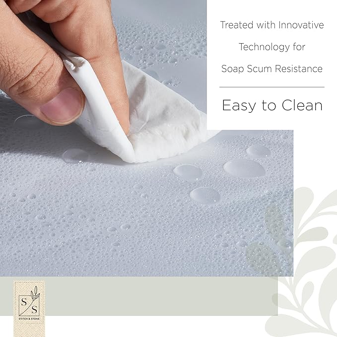 Stitch & Stone Shower Curtain Liner, Premium Lightweight Durable Waterproof 4g PEVA for Bathroom with Weighted Magnets, Standard Size 70" x 72", Frosty 1 Pack