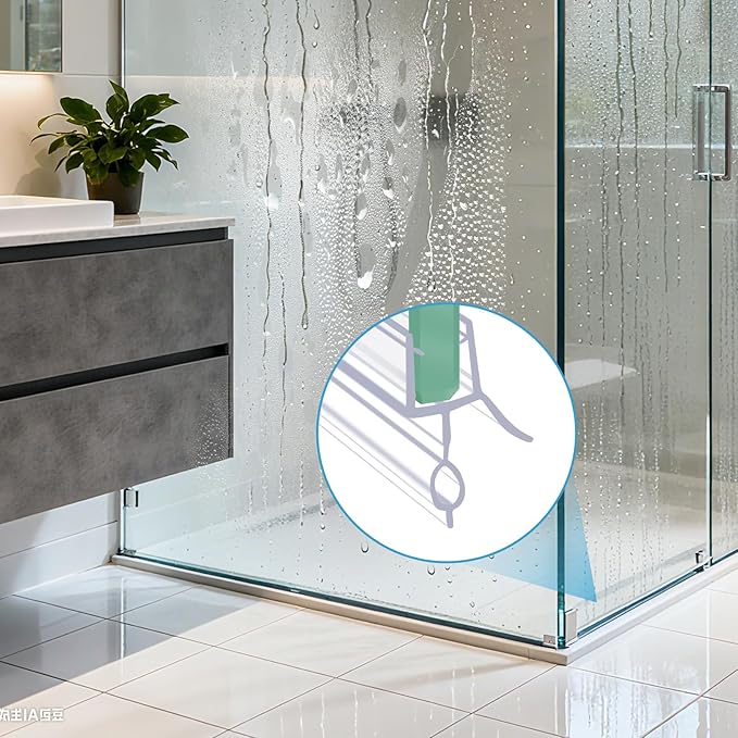 Frameless Shower Door Sweep Shower Door Bottom Seal for 1/4" Glass,36" Long, Glass Shower Door Seal Strip,Clear Vinyl