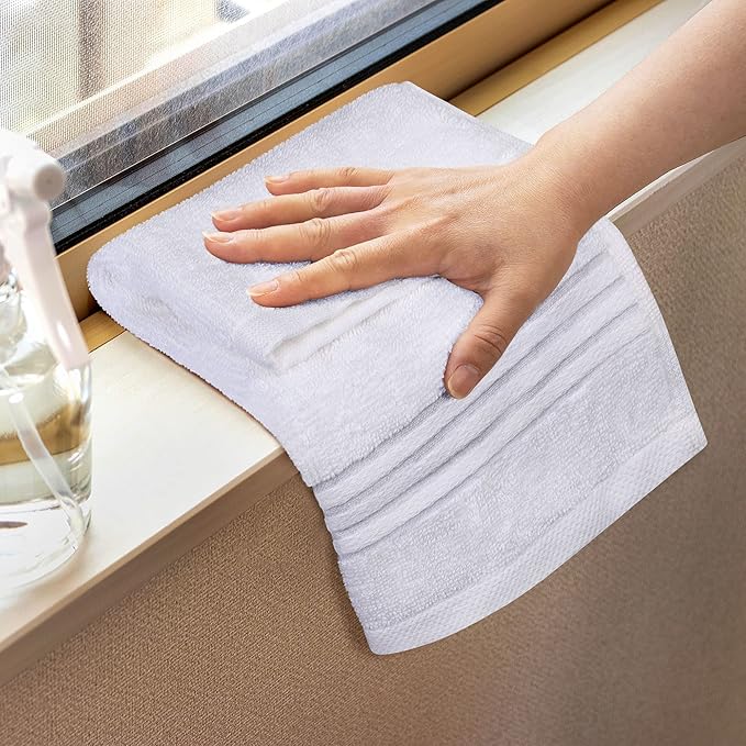 Utopia Towels - Luxury Wash Cloths Set (12 x 12 Inches) 600 GSM 100% Cotton Ring Spun, Highly Absorbent and Soft Feel Washcloths for Bathroom, Spa, Gym, and Face Towel (White) (216 Pack)