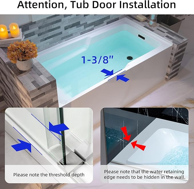 WOODBRIDGE 60" Acrylic Rectangular Alcove Soaking Bathtub in White with Right Drain, Oil Rubbed Bronze pop-UP Drain Included BA6030R