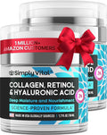 SimplyVital Anti-Aging Collagen Retinol Cream for Face, Neck & Décolleté with Hyaluronic Acid - Made in USA, Daily Collagen, Retinol & Hyaluronic Acid Cream, 2-Pack