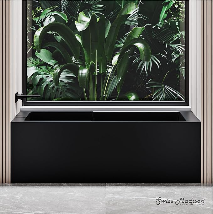 Voltaire 54 in. x 30 in. Acrylic Matte Black, Alcove, Integral, Left-Hand Drain, Apron Bathtub