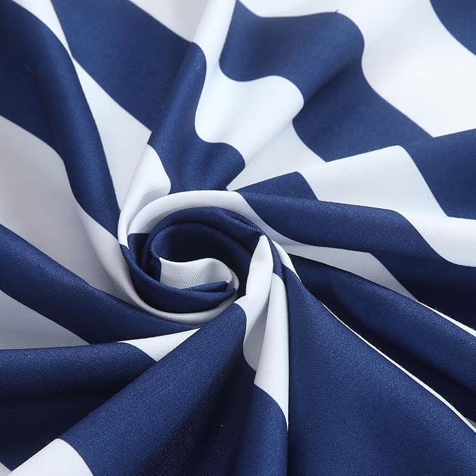 90 Inch Blue Shower Curtain, Extra Long Modern Navy Blue and White Stripe Waterproof Polyester Shower Curtains for Bathroom, 72x90 Inches