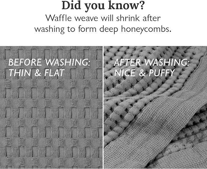 GILDEN TREE Waffle Towels for Bathroom Luxury 100% Cotton Bath Towels, Quick Dry Towel, Thin Super Absorbent Lint Free Shower Towels, Bath Towels Set of 2, Modern Style (Slate)