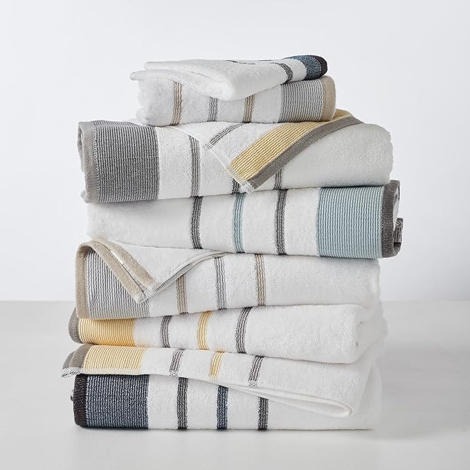 Decorative Bath Towel Set - Luxury Cotton 6 Piece Towel Set - 2 Bath Towels, 2 Hand Towels, 2 Washcloths - Luxurious, Ultra-Soft, Durable Towels for Bathroom Decor (Dark Grey / Light Grey)
