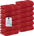 DAN RIVER 12-Pack Premium 100% Cotton RED Face Towels – Reusable Face Towel Set, Soft & Absorbent Small WashCloths for Bathroom & Body – Hand and Face Towels, 550 GSM (12x12 in)