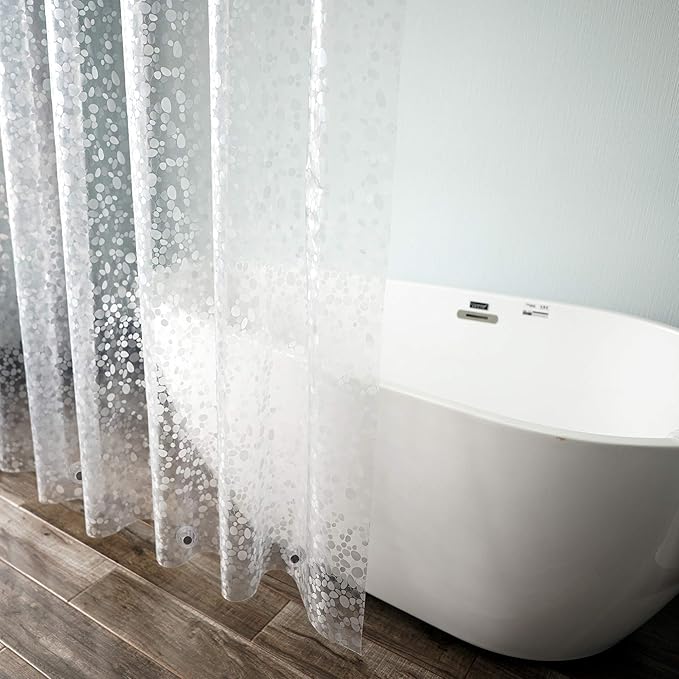 AooHome 36x72 Inch Stall Size Shower Curtain Liner, EVA Shower Curtain 3D Pebble Pattern with 3 Bottom Magnets, Heavy Duty, Water Repellent, Semi Transparent
