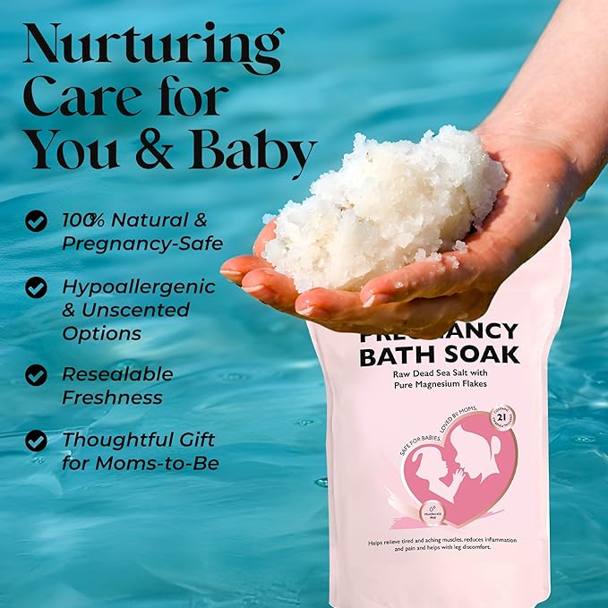 Aromasong Dead Sea Pregnancy Bath Soak 5 LB - Unscented Pure Magnesium Flakes & Minerals - Pregnancy & Postpartum Muscle Aches & Leg Discomfort - Better Absorbs Than Epsom Salt (Packaging May Vary)