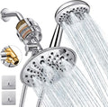 Dual Filtered Shower Head Showerhead 79" Hose Handheld Sprayer Combo, Filtration Rain Rainfall, 20 Stage Water Filter for Chlorine Well Hair Dry Skin, Metal Diverter, Chrome, (DSFC04, round, 8")