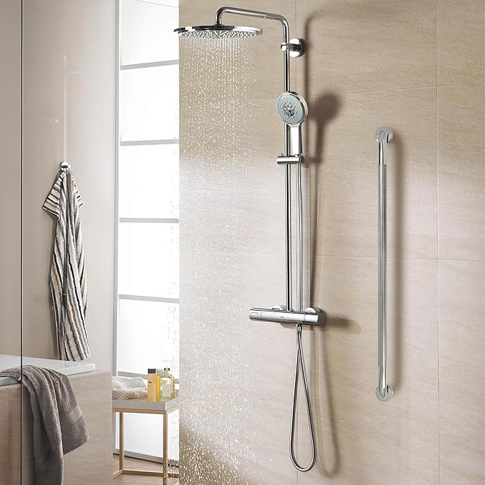Shower Grab Bar, 2 Pack 39.4 Inch Bathroom Grab Bar, 304 Stainless Steel 1.25" Diameter Anti-Slip Handicap Grab Bar Support Shower Rail Senior Handrail Shower Safety Bar Handle