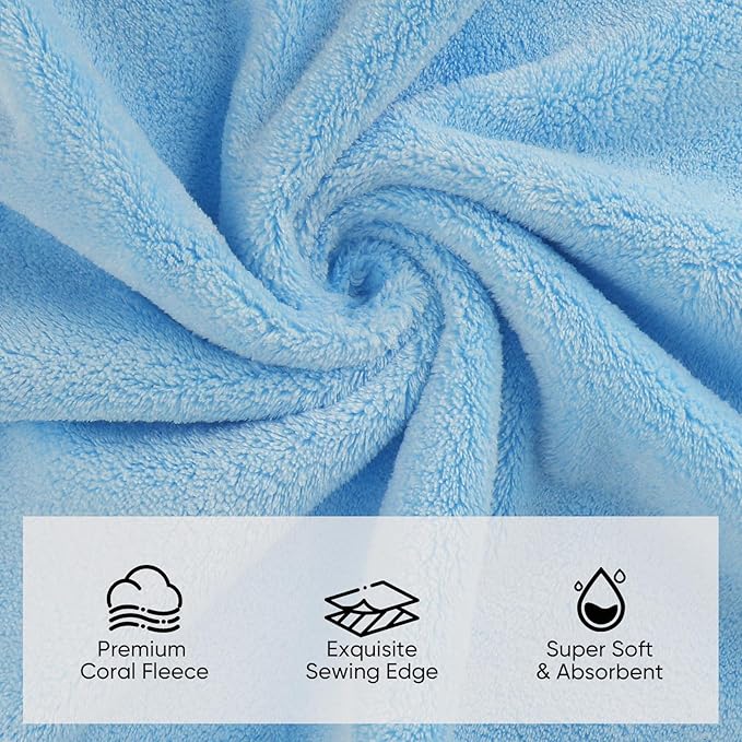 Orighty 6-Piece Towel Set - Soft & Lightweight - 2 Bath Towels, 2 Hand Towels, and 2 Wash Cloths - Absorbent & Quick Drying Microfiber Towel for Multipurpose, Bathroom, Gym, Sport, Yoga, Travel-Blue