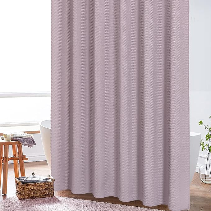 Gibelle Lavender Purple Shower Curtain for Bathroom, 3D Embossed Textured Fabric Shower Curtain, Modern Farmhouse Chic Soft Cloth Shower Curtain Set with Hooks, 72x72