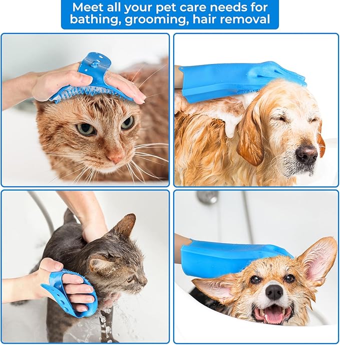 2PCS Dog Washing Gloves and Dog Bath Brush, 2-in-1 pet Shower Set | Suitable for Dogs, Cats, Bath Massage, and pet Grooming