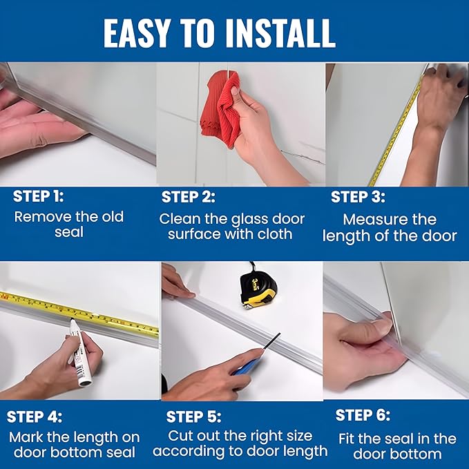 KC Hardware Frameless Shower Door Bottom Seal Strip with Drip Rail - Shower Door Seal Sweep for 3/8 Inch Thick Glass - Acts as a Leak Guard to Prevent Water Leaks - 36 Inch - Ultra Clear - Pack of 2