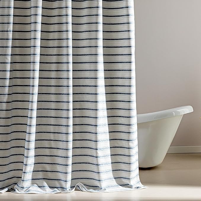 SLEEP ZONE Shower Curtain Liner, Waffle Shower Curtains for Bathroom, Heavy Duty Thick Fabric Shower Curtains - 285GSM Luxury Weighted Polyester Bath Curtain, 72" × 84" (Blue)