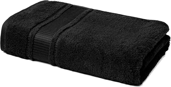 Melissa Linen, Bath Sheet, 100% Turkish Cotton Towel for Bathroom, Absorbent, Quick Dry, Durable and Soft Shower Towel, 35 in x 60 in Large, Spa and Hotel Quality, Jet Black