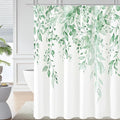 Gibelle Long Shower Curtain 72 x 78, Tall Mint Green Floral Shower Curtain for Bathroom, Watercolor Plant Eucalyptus Leaves Fabric Shower Curtain Set