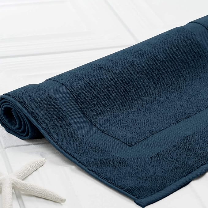 DAN RIVER Classic Cotton Bath Mats Set of 2 – Not a Bathroom Rug, Ultra Soft, Highly Absorbent & Machine Washable Bath Mat Towel for Bathroom Floor Mat – Durable, Quick-Dry, 21x34 Inches, Blue Opal