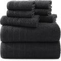 Casa Platino 100% Mercerized Cotton Luxury Bathroom Towels Set - 8 Piece - Ring Spun - 2 Bath, 4 Washcloths, 2 Hand Towels - Remains Soft & Absorbent Even After Multiple Washes - Midnight Black