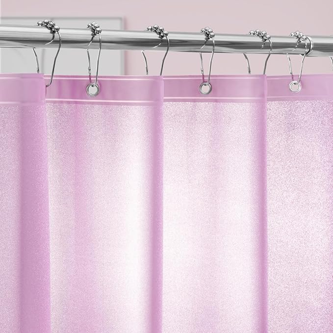 Dreamy Pink Glitter PEVA Shower Curtain, Waterproof Plastic Sparkle Shower Curtain Liner with 3 Large Magnets, 72 x 72 inch Shimmery Bathroom Décor Shower Curtain or Liner Rose Pink