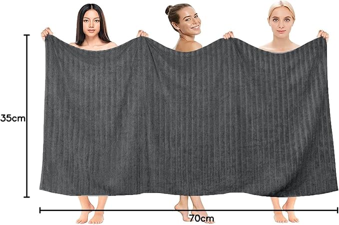 DAN RIVER Pack of 2 Bath Sheet 35x70 Inches, Extra Large Ribbed Gray Bath Towels Oversized, Absorbent Cotton Towels for Bathroom