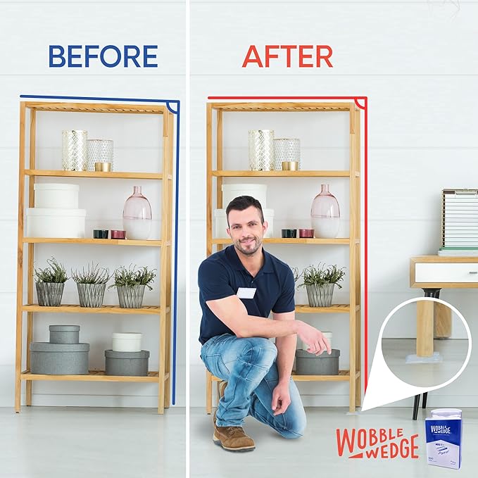 WOBBLE WEDGES The Original Rigid Plastic Shims, Heavy Duty Leveling Wedges for Furniture, Tables, Toilets, Home Improvement & Work Projects, Transparent Leveling Feet, Made in USA, 300Pack