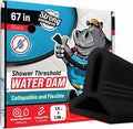 Shower Threshold Water Dam Barrier 67" - Black Collapsible Shower Water Blocker - Shower Guard for Walk in Shower - Water Guard Stopper for Floor - Shower Dam - 1.5" Tall - By Hippo Dam
