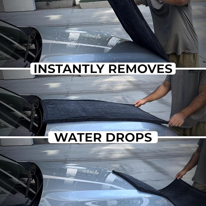 Large Car Drying Towel, 1300 GSM Professional Car Towel with Double Twisted Loop,Super Absorbent Large Microfiber Drying Towels for Cars, Trucks, SUVs - 20"x26", Gray