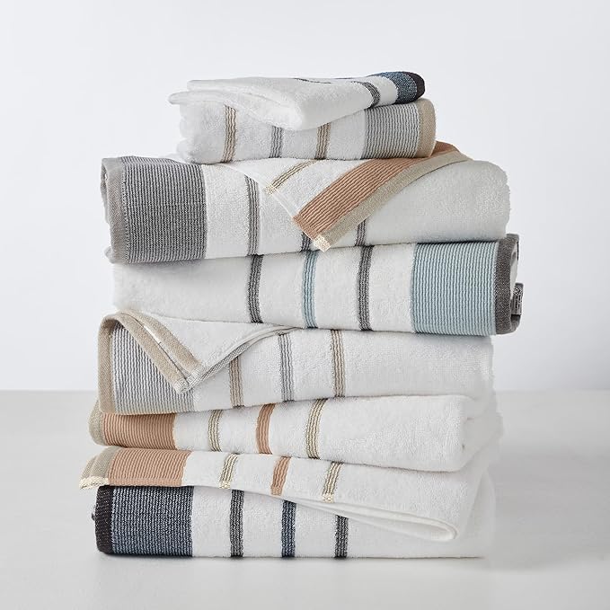 Decorative Bath Towel Set - Luxury Cotton 6 Piece Towel Set - 2 Bath Towels, 2 Hand Towels, 2 Washcloths - Luxurious, Ultra-Soft, Durable Towel for Bathroom Decor (Dusty Rose / Cappuccino)