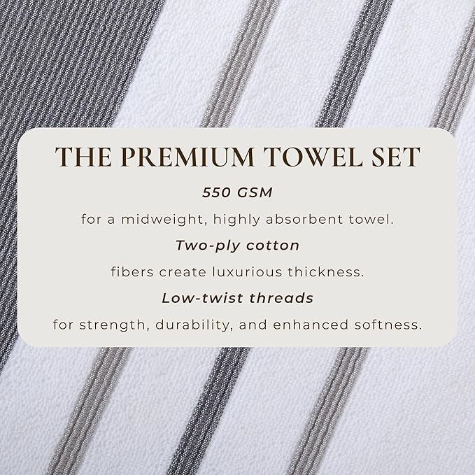 Great Bay Home Decorative Bath Towel Set - Luxury Cotton 4 Pack 54x27 Bath Towel Set - Luxurious, Ultra-Soft, Durable Towels for Bathroom Decor (Dark Grey/Light Grey)