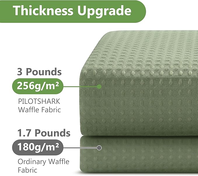 No Hook Waffle Weave Shower Curtain with Snap-in Fabric Liner,256GSM Heavy Duty Fabric Shower Curtain Set,Green Waterproof Washable Luxury Shower Curtain for Bathroom Stall (72x75 Inch)